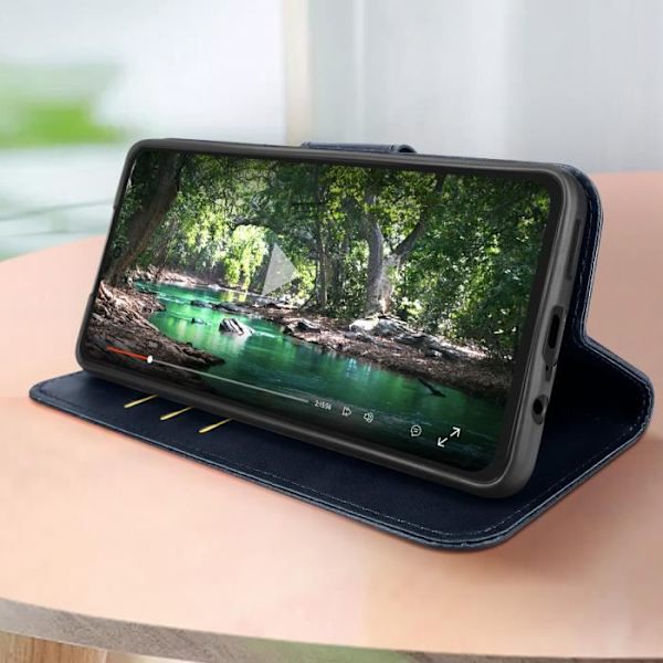 Taske til Motorola Moto G72 - AVIZAR - Pung og videounderstøttelse - Blå håndledsrem Blå