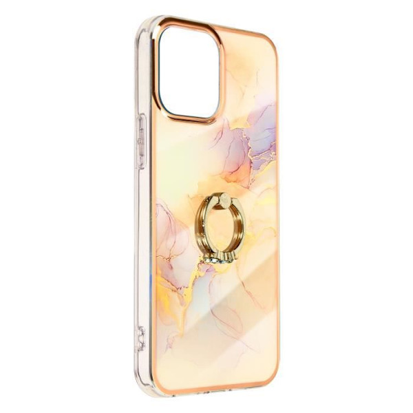 Suojakuori - AVIZAR - iPhone 13 Pro - Marmori-kuvio - Pehmeä - Pitoa varten rengas Rosa