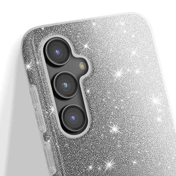Glittrande Stötfångande Fodral för Samsung Galaxy S23 FE Silver Grå