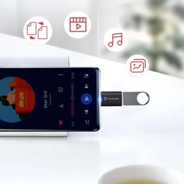 USB-C til USB hun OTG-adapter Dataoverførsel og opladning Swissten