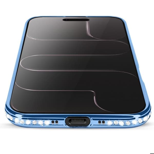 Coque Magsafe - AVIZAR - iPhone Air - Kontur Strassé Lyseblå - Stødbeskyttelse - Elegant Blå