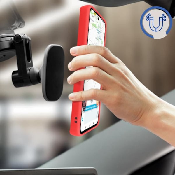 Xiaomi Poco M4 Pro Bi-material fodral Metallring Videostöd Röd