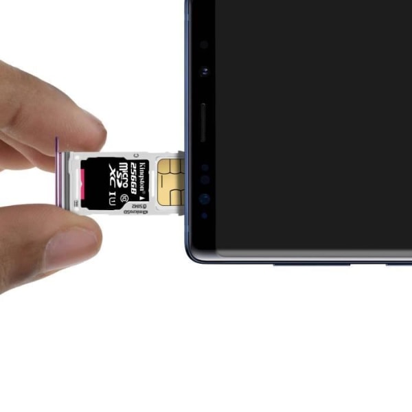 SIM-lokero Samsung Galaxy Note 9 nanoSIM + microSD-kortin pidike violetti