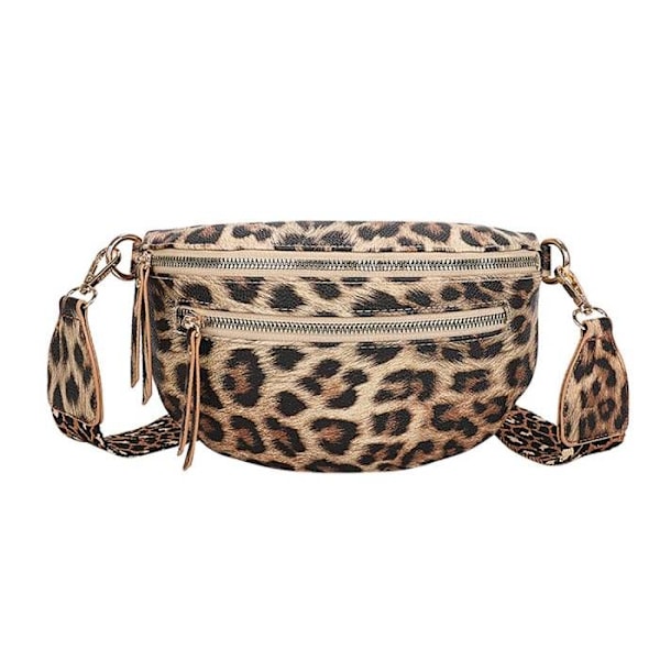 Simpel dame tas med leopardmønster i brun gallantry kastanj