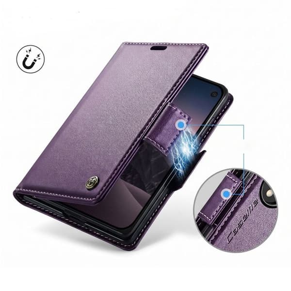 Plånboksfodral för iPhone Duo Läderlook med Stöd och Anti-RFID CaseMe Lila Violett