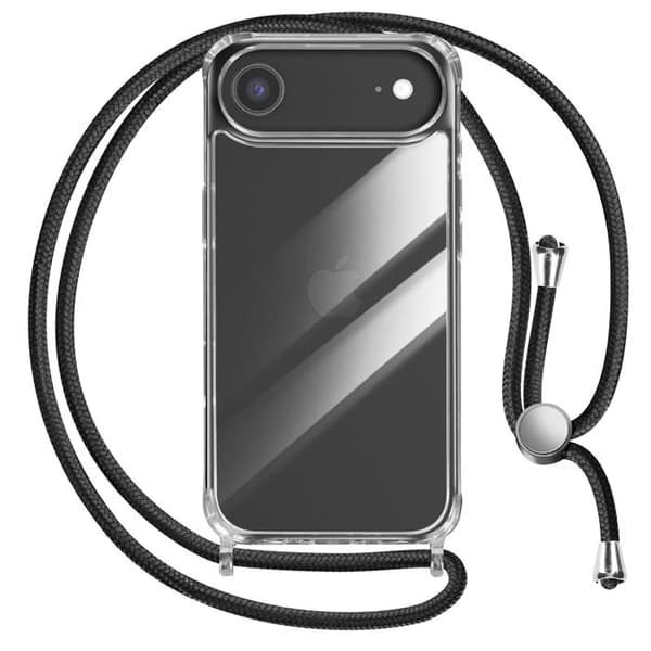 Cover - ADVISE - iPhone Air - Transparent Silikone - Blød Berøring - Justerbart Snor Vit