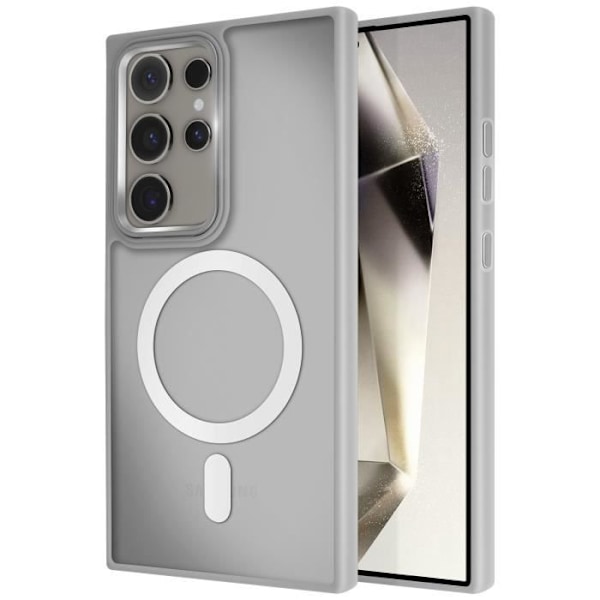 Coque MagSafe för Samsung Galaxy S24 Ultra Matt Frostad Baksidan Grå Kant Grå