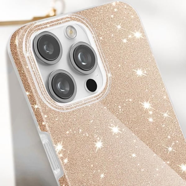 Glitterfodral till iPhone 16 Pro Max i silikon och polykarbonatguld Gul