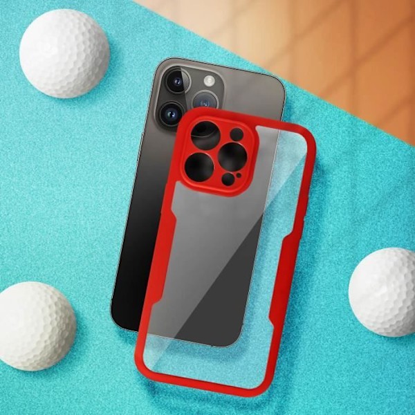 AVIZAR Skyddsfodral till iPhone 14 Pro Max - Plexiglas bak och polymer framsida - Röd Röd