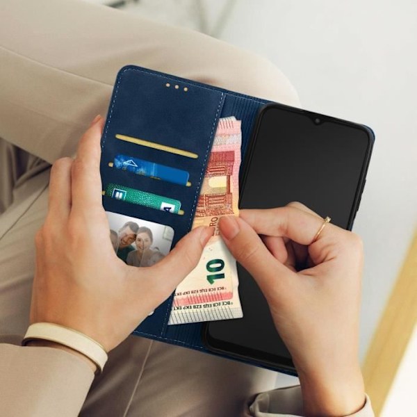 Galaxy A03s Fodral - AVIZAR - Silkesmjukt konstläder - Korthållare - Videostöd - Blå Blå