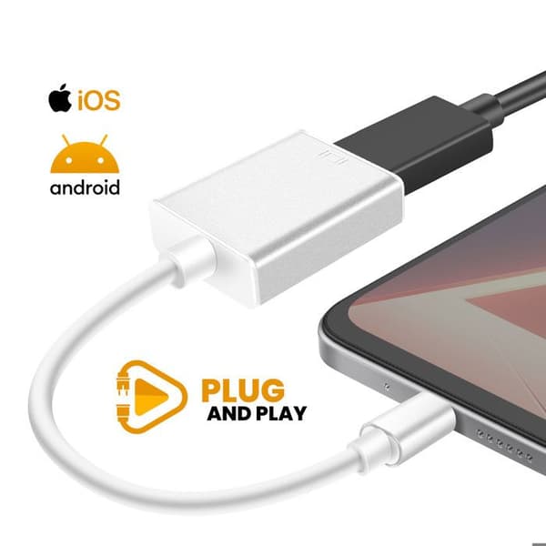 HDMI / USB-C-adapterkabel för smartphone bärbar dator video Ultra HD 4K vit