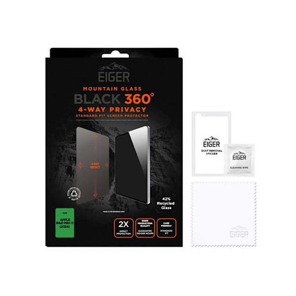 Beskyttelse Glas Tempereret ASAHI 2.5D Privatliv 360 grader til iPad Air 13" Eiger Transparent