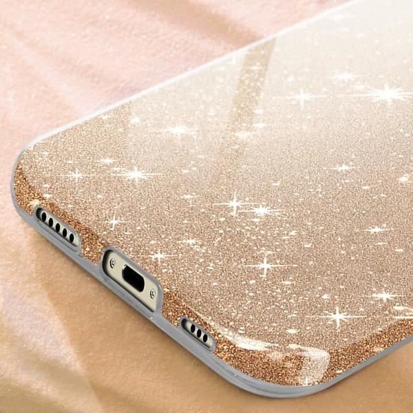 Glitter Cover - AVIZAR - iPhone 16 Plus - Silikone og Polycarbonat - Gul - Blank Gul