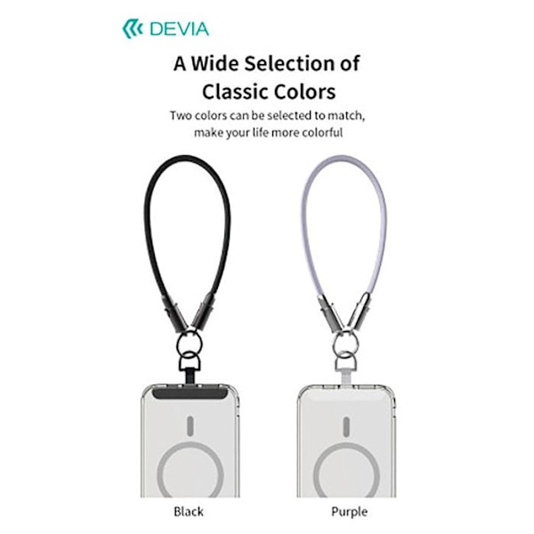 Lanyard för Handled med USB-C Kabel 60W Ultra Hållbar Devia Svart Svart