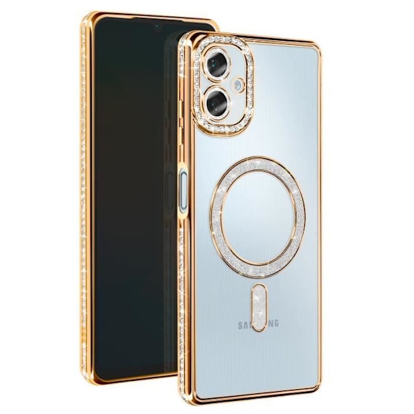 Coque Diamant för Samsung Galaxy A06 MagSafe Kontur Strass Guld Gul