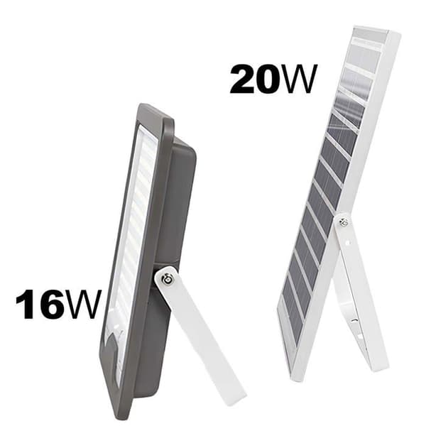 LED Solcelleprojektor 16 W med 20 W solpanel og automatisk detektion grå Grå