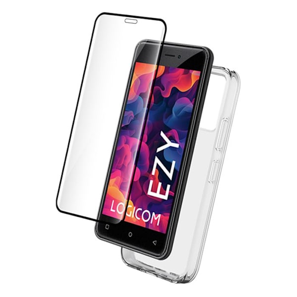 Packskydd 2-i-1 Mjuk Skal för Logicom EZY och 9H Skyddsglas BigBen Connected Transparent Vit