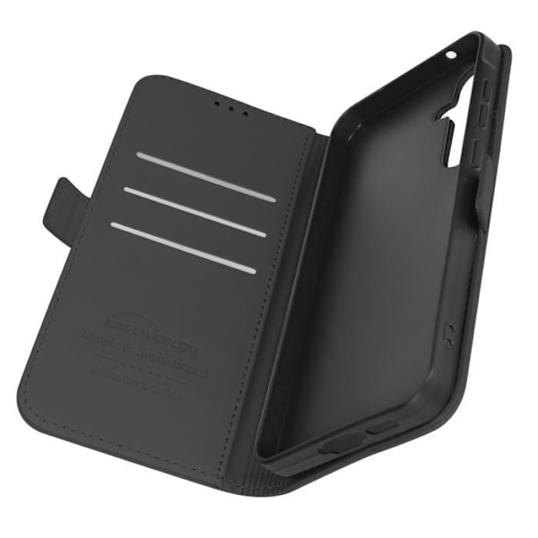Suojakuori Samsung Galaxy A55 - AVIZAR - Keinonahka - Kaksinkertainen magneettilukko - Musta Svart