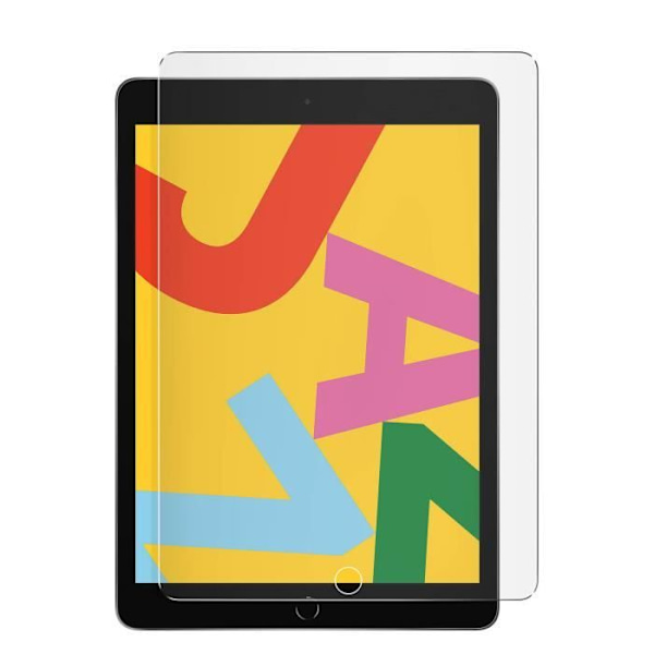Karkaistu lasikalvo - AKASHI - iPad 2019 10.2 - 9H - Viistot reunat - Läpinäkyvä valkoinen