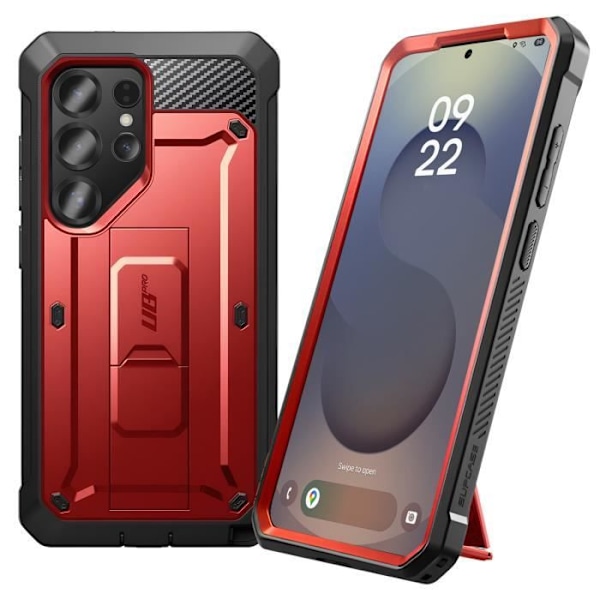 Coque Intégrale til Samsung S25 Ultra Stødabsorberende Stativ Support Supcase Rød Röd