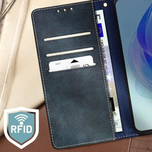 Plånboksetui - Honor - 90 Lite - Anti RFID - Syntetläder - Mörkblå Midnattsblå