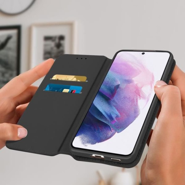 Hus - Samsung - Galaxy S21 Plus - Folio-fodral - Ekologiskt läder - Svart Svart