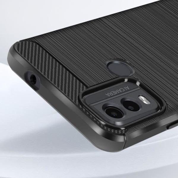 Fodral till Nokia C22 - AVIZAR - Flexibel koleffekt - Stötsäkra förstärkta hörn - Borstad metallstruktur - Svart Svart