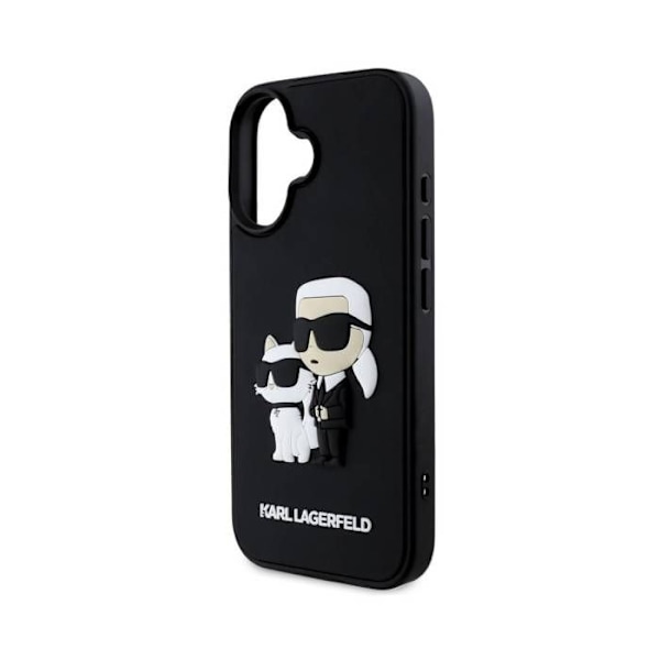 Coque til iPhone 16 3D Karl og Choupette Forstærket Karl Lagerfeld Sort Svart
