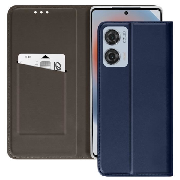Smartphonefodral - AVIZAR - Motorola Edge 50 Fusion - Magnetisk flap - Kortfack - Mörkblå Blå