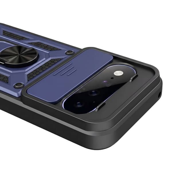 Stødabsorberende cover til Google Pixel 11 / 11 Pro med ring og kameradæksel i blå Blå