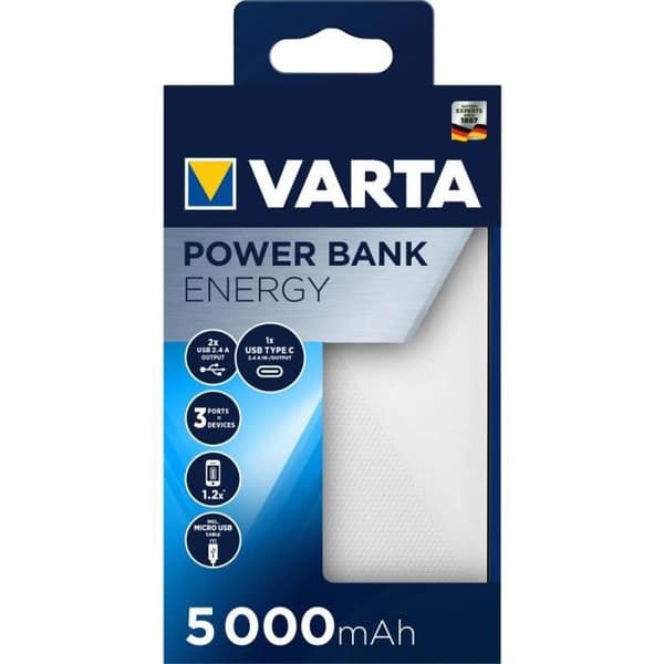 Powerbank - VARTA - Energi 5000 - LiPo 5000 mAh - 1 st - Extra batteri