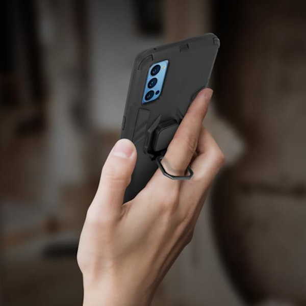 Kuori - Oppo - Reno 4 Pro - Iskunkestävä - Metallirengas - Ultra-kestävä Svart