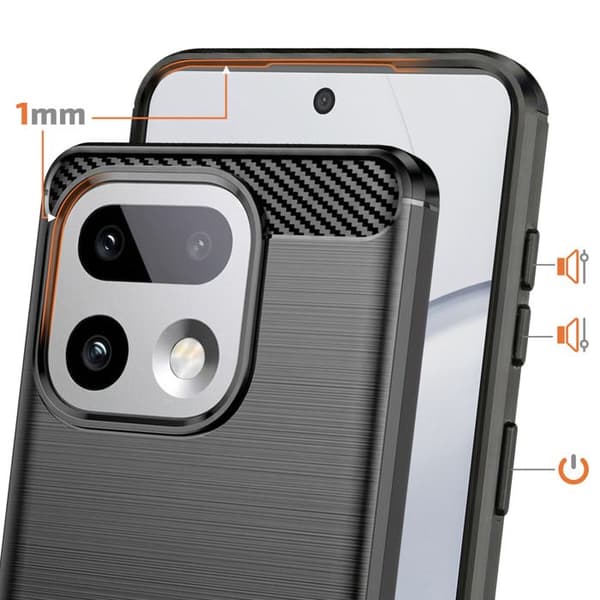Cover til Realme 16 Pro Plus Carbon Effekt Blød Beskyttelse Stødabsorberende Sort Svart