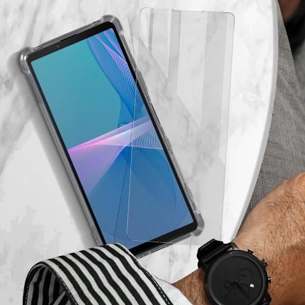 Beskyttelsespakke - AVIZAR - Sony Xperia 10 III og 10 IV - Blødt etui - Hærdet glas - 360° beskyttelse Vit