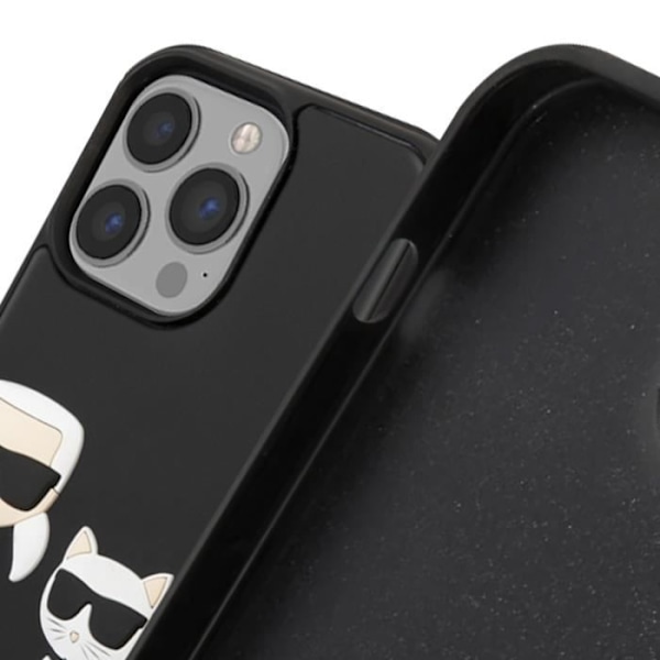 Cover til iPhone 13 Pro Max - KARL LAGERFELD - Bi-materiale - Forhøjede kanter - Sort Svart