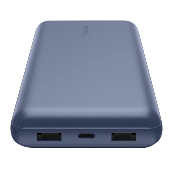 Nødstrømsbatteri 20000 mAh 2x USB og USB C 15W LED-indikator Belkin Mørkeblå Blå