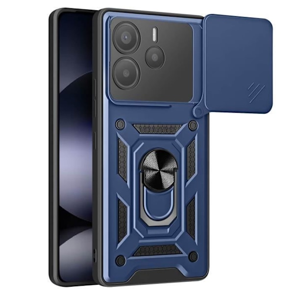 Coque til Xiaomi Redmi Note 14 5G med magnetisk ring, kamerabeskyttelse, natblå Blå