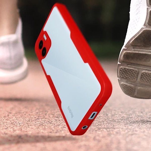 Taske til Redmi A1 og Redmi A2 - AVIZAR - Plexiglas bagside - Polymer foran - Rød kontur Röd
