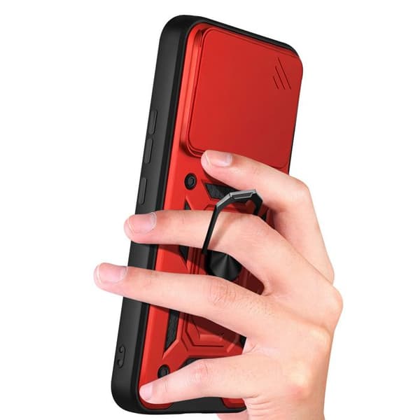 Coque Ring til Redmi Note 15 Pro Plus 4G med Skydelåg til Kamera Mayaxess Rød Röd