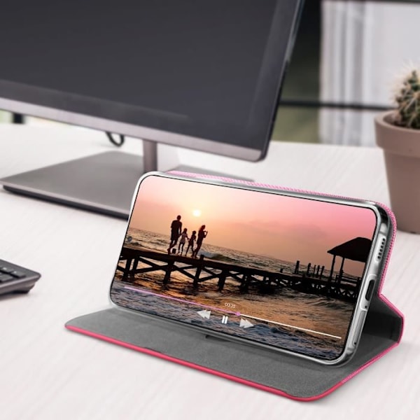 Samsung Galaxy S22 Plus Fodral i AVIZAR-tyg - Videostöd - Korthållare - Rosa Rosa