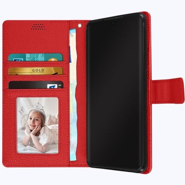 Huawei P50 Pro Case Flip Wallet Video Support Red