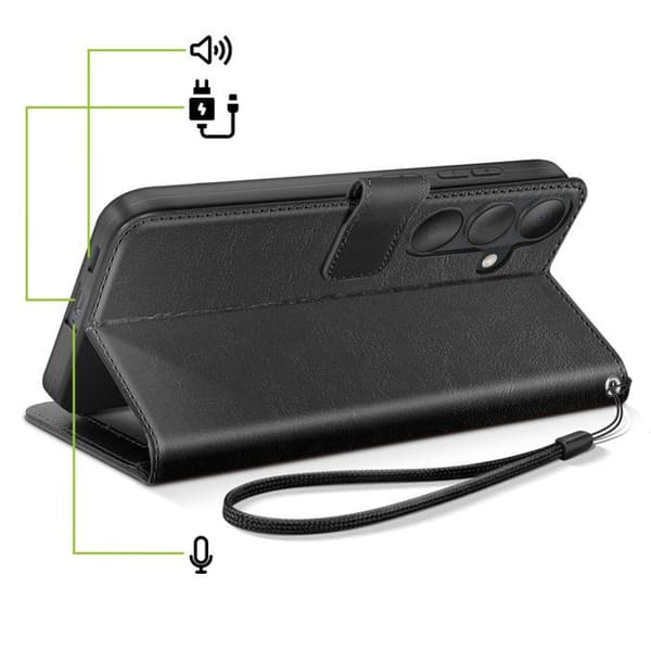Pungetui til Galaxy S26 Plus med håndledsrem og standfunktion Mayaxess Sort Svart