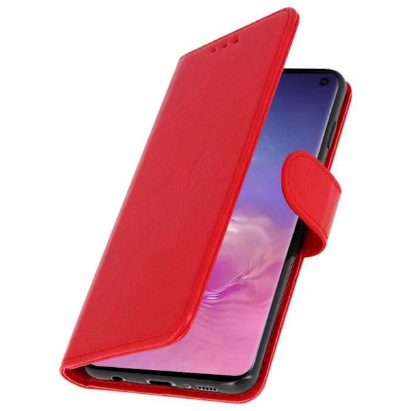 Housse til Samsung Galaxy S10 - AVIZAR - Rød Plånbogcase - Silikone Gel - Video Støtte - Magnetisk Röd
