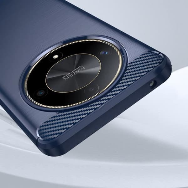 Skydd för Honor Magic 6 Lite 5G - AVIZAR - Flexibel - Kolfiberlook - Mörkblå - Stötabsorberande Blå