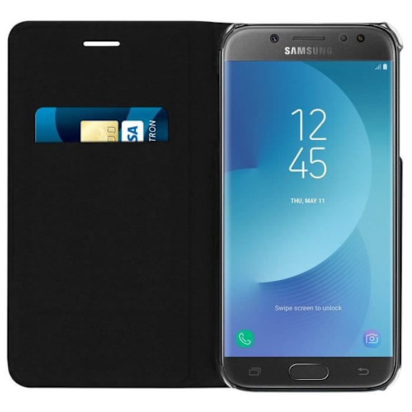 Kotelo - AVIZAR - Galaxy J3 2017 - Ultra-ohut - Ekosynteettinen nahka - Korttipaikka Svart