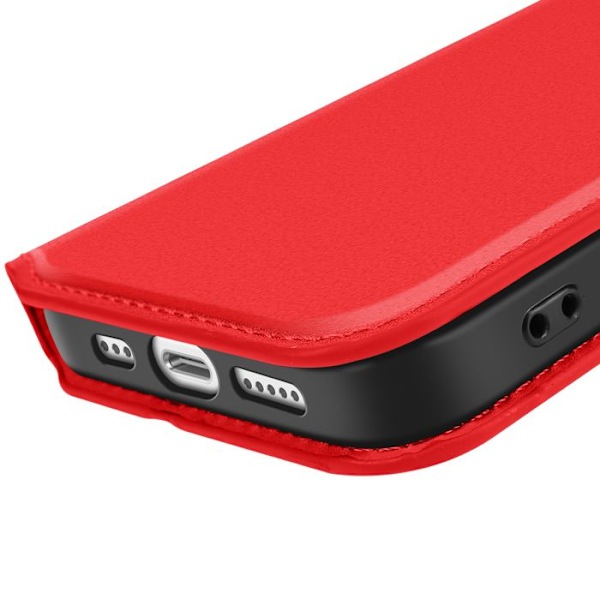 iPhone 16e Kansi Korttipidike ja Videotuki Punainen Röd