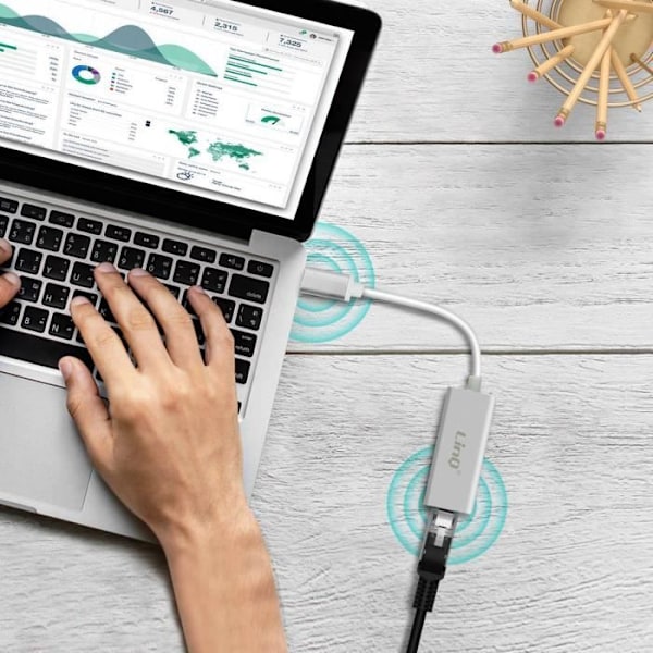 Ethernet-sovitin - LinQ - TPC-H515 - Nopea ja turvallinen yhteysnopeus - USB-C - Kompakti muotoilu