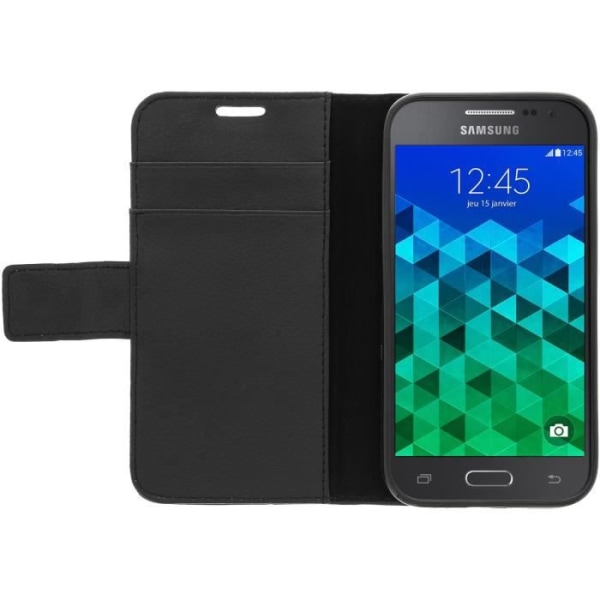 Plånboksfodral - Avizar - Samsung Galaxy Core Prime - Syntetiskt läder - Svart - Stöd funktion Svart