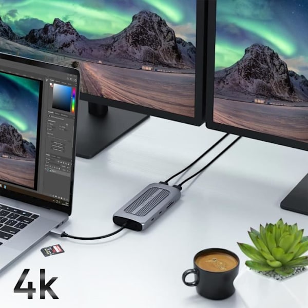 USB C-hubb - Satechi - MX - 2 HDMI 4K - Ethernet - 2 USB - Jack