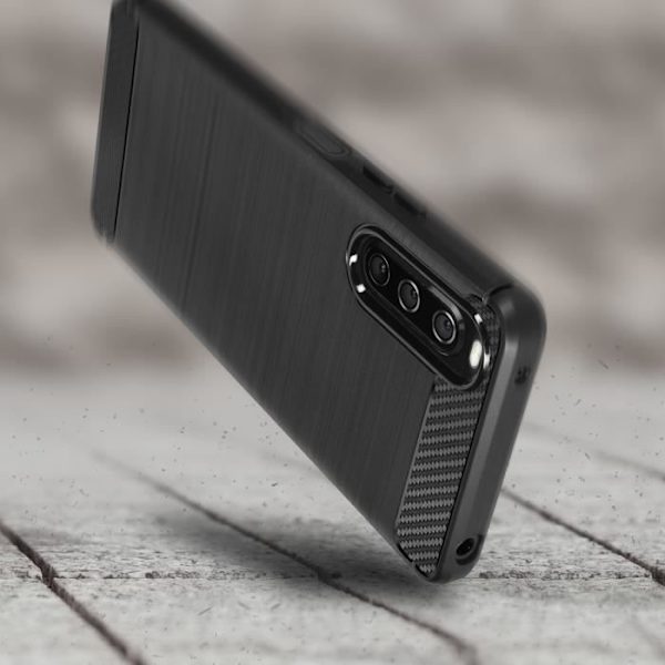 Sony Xperia 10 IV fodral Förstärkt mjuk kolborstad effekt Svart Svart